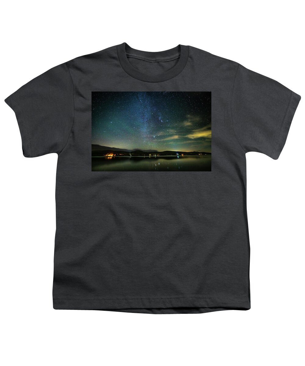 Astrophotography Youth T-Shirt featuring the photograph Milky Way over Canadarago Lake #1 by Kevin Suttlehan