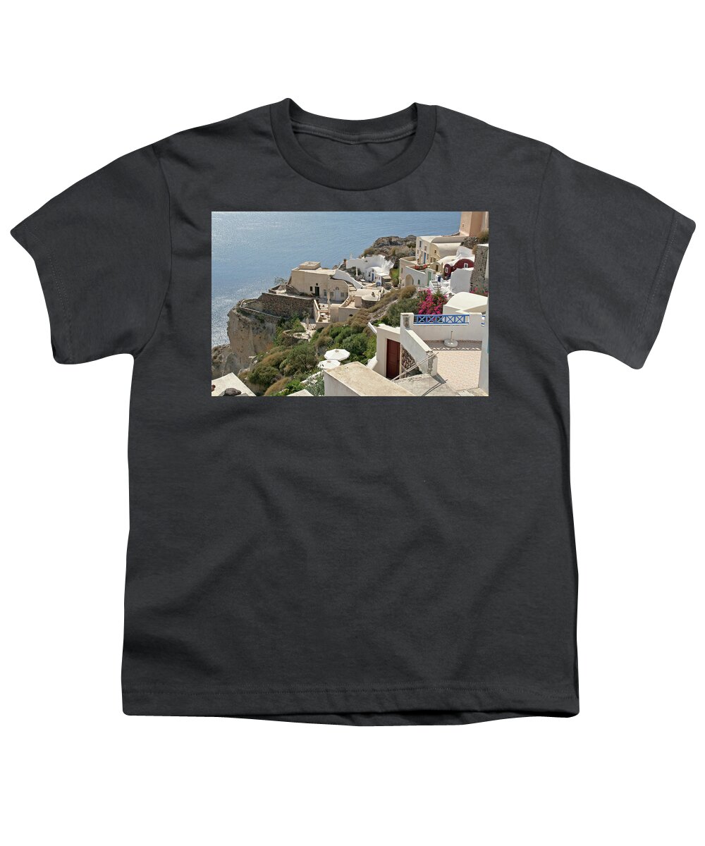 Oia Youth T-Shirt featuring the photograph Oia, Santorini, Greek Isles #1 by Richard Krebs