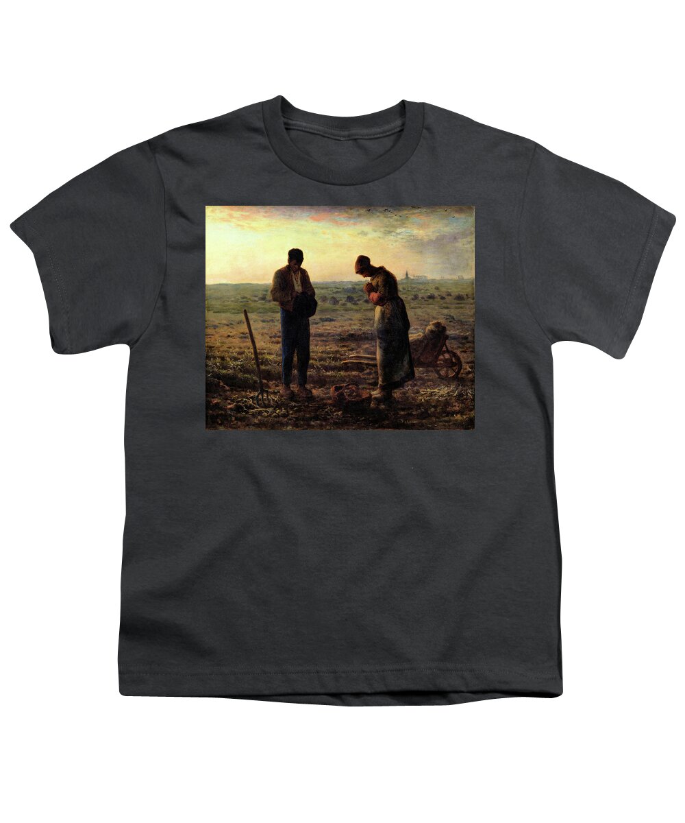 Angelus Youth T-Shirt featuring the painting The Angelus #1 by Jean Francois Millet