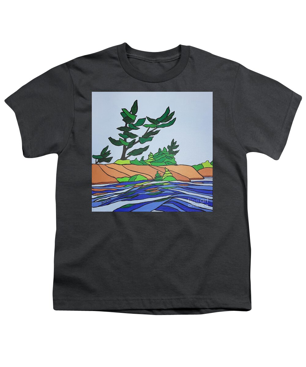 Landscape Youth T-Shirt featuring the painting This Way by Petra Burgmann
