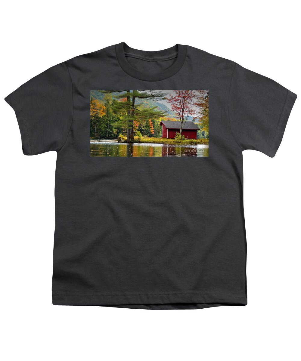 Autumn Youth T-Shirt featuring the photograph Tranquility in Vermont #1 by Steve Brown