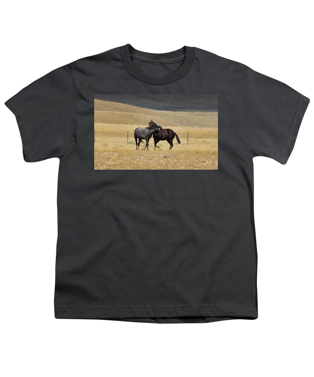 Horse Youth T-Shirt featuring the photograph Wild Horses #10 by Laura Terriere