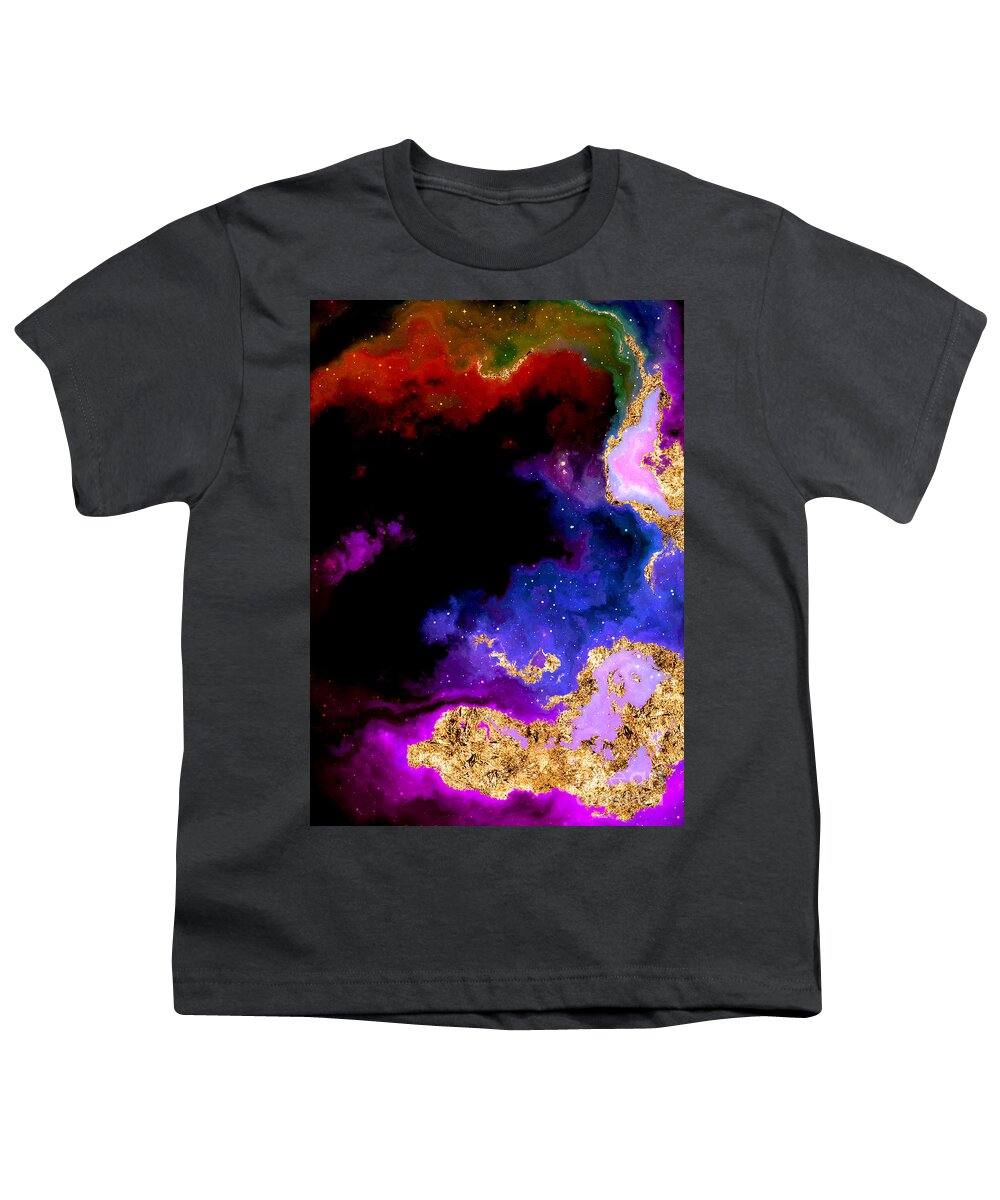 Holyrockarts Youth T-Shirt featuring the mixed media 100 Starry Nebulas in Space Abstract Digital Painting 024 by Holy Rock Design