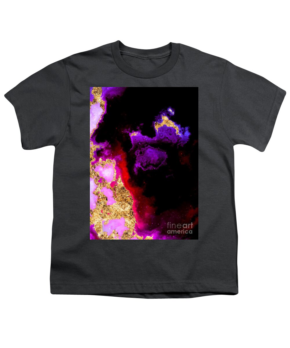 Holyrockarts Youth T-Shirt featuring the mixed media 100 Starry Nebulas in Space Abstract Digital Painting 032 by Holy Rock Design