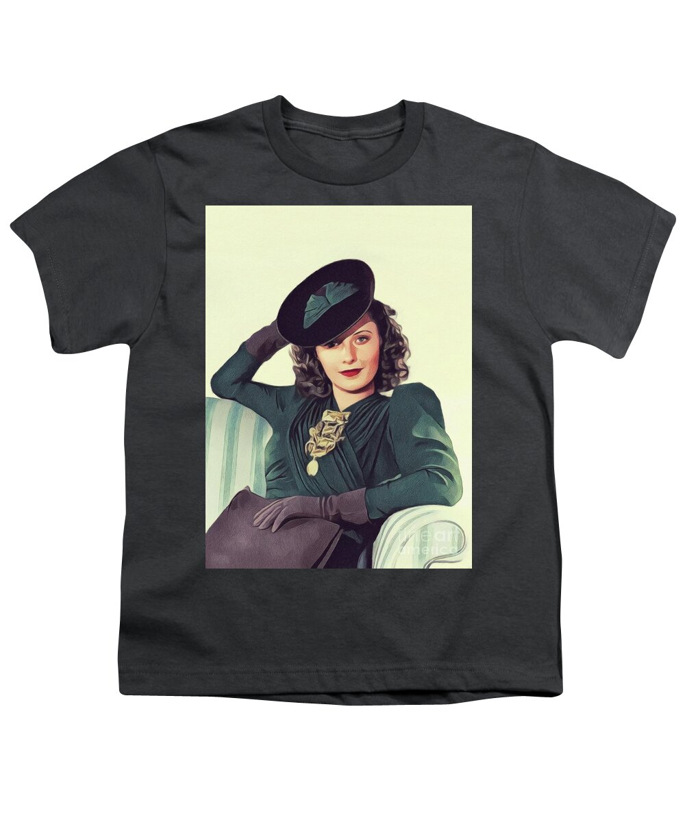 Barbara Youth T-Shirt featuring the painting Barbara Stanwyck, Vintage Movie Star #18 by Esoterica Art Agency