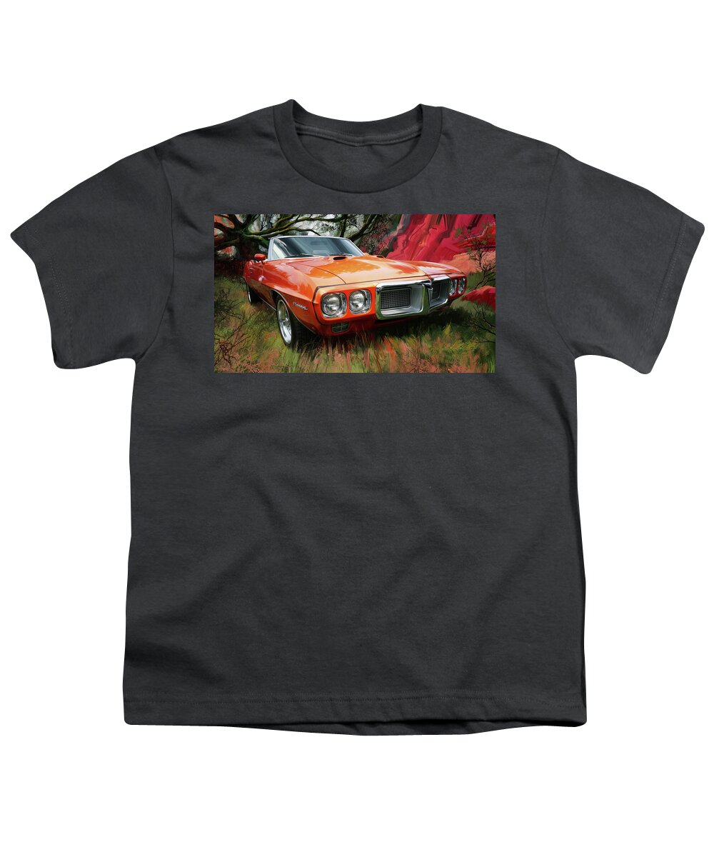 1969 Pontiac Firebird 400 Youth T-Shirt featuring the digital art 1969 Pontiac Firebird 400 in Box Canyon by Garth Glazier