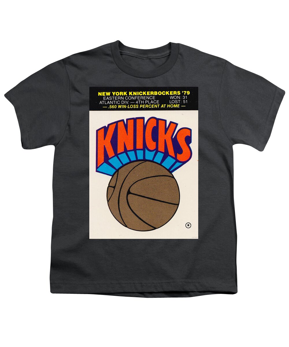 Fleer Decals Youth T-Shirt featuring the mixed media 1979 New York Knicks Fleer Decal by Row One Brand