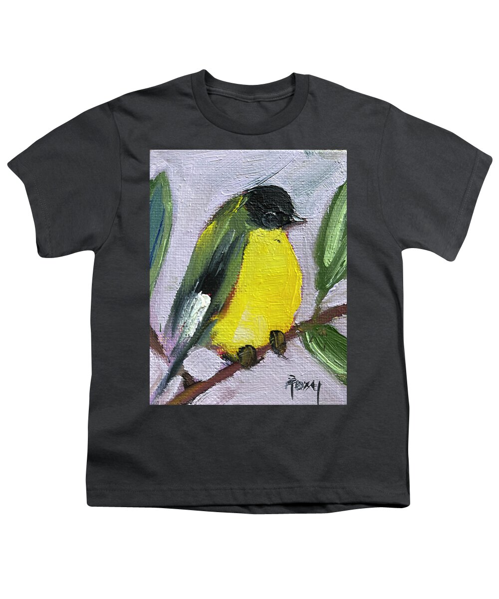 Yellow Bird Youth T-Shirt featuring the painting American Goldfinch #2 by Roxy Rich