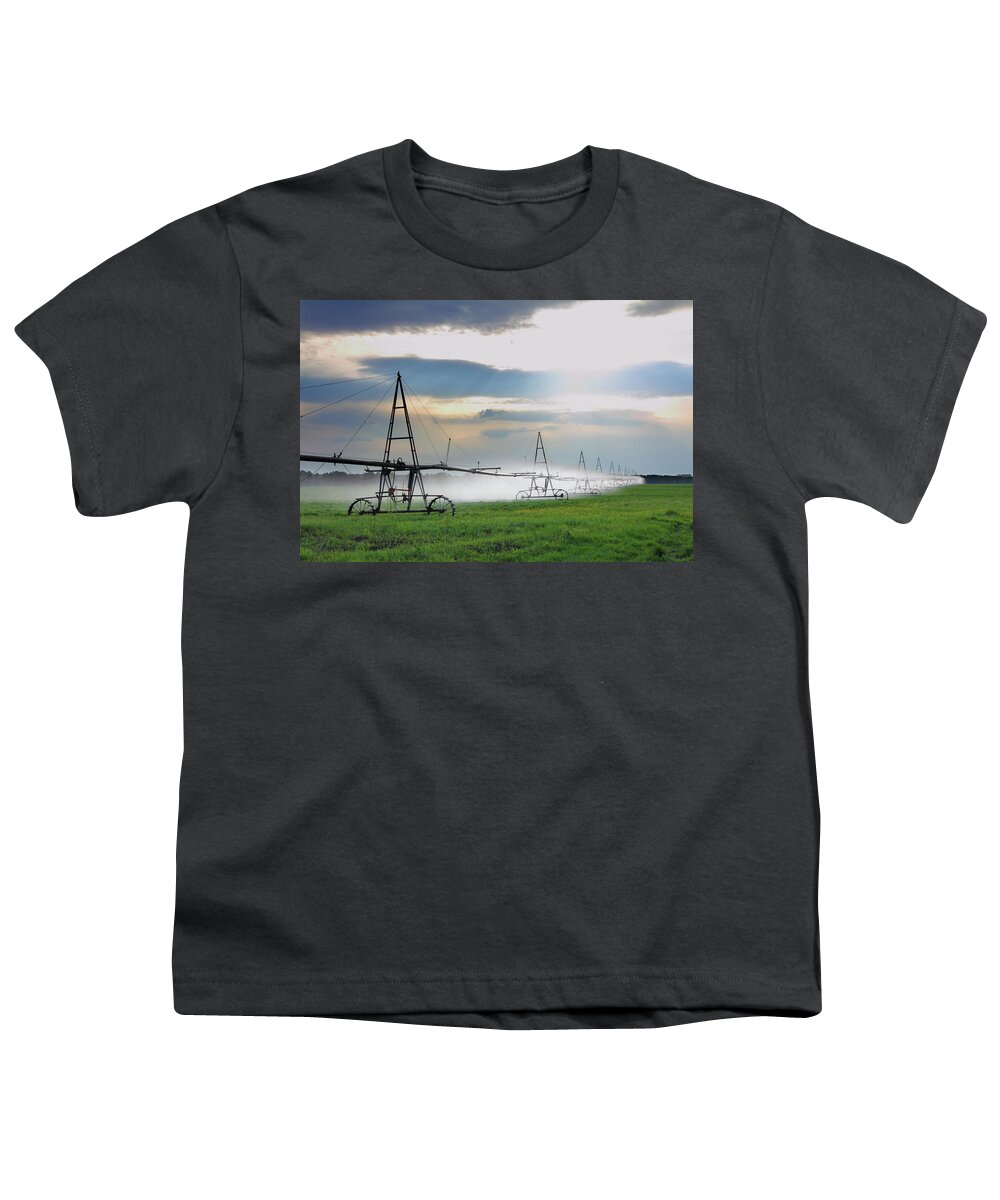 Agriculture Youth T-Shirt featuring the photograph Automatic Irrigation Of Agriculture Field #2 by Mikhail Kokhanchikov