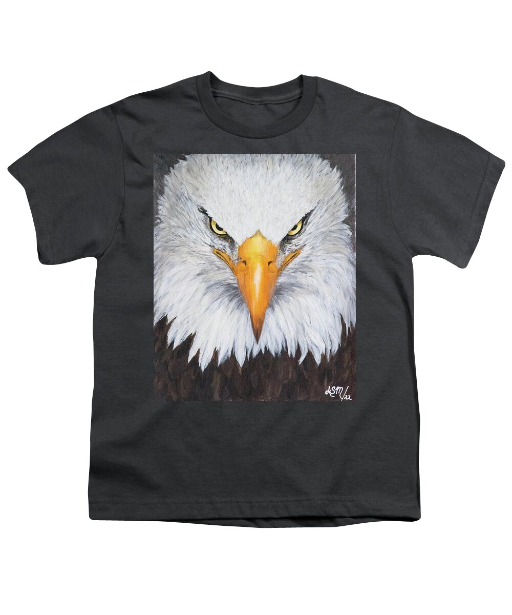 Nature Youth T-Shirt featuring the painting Bald Eagle #2 by Linda Shannon Morgan
