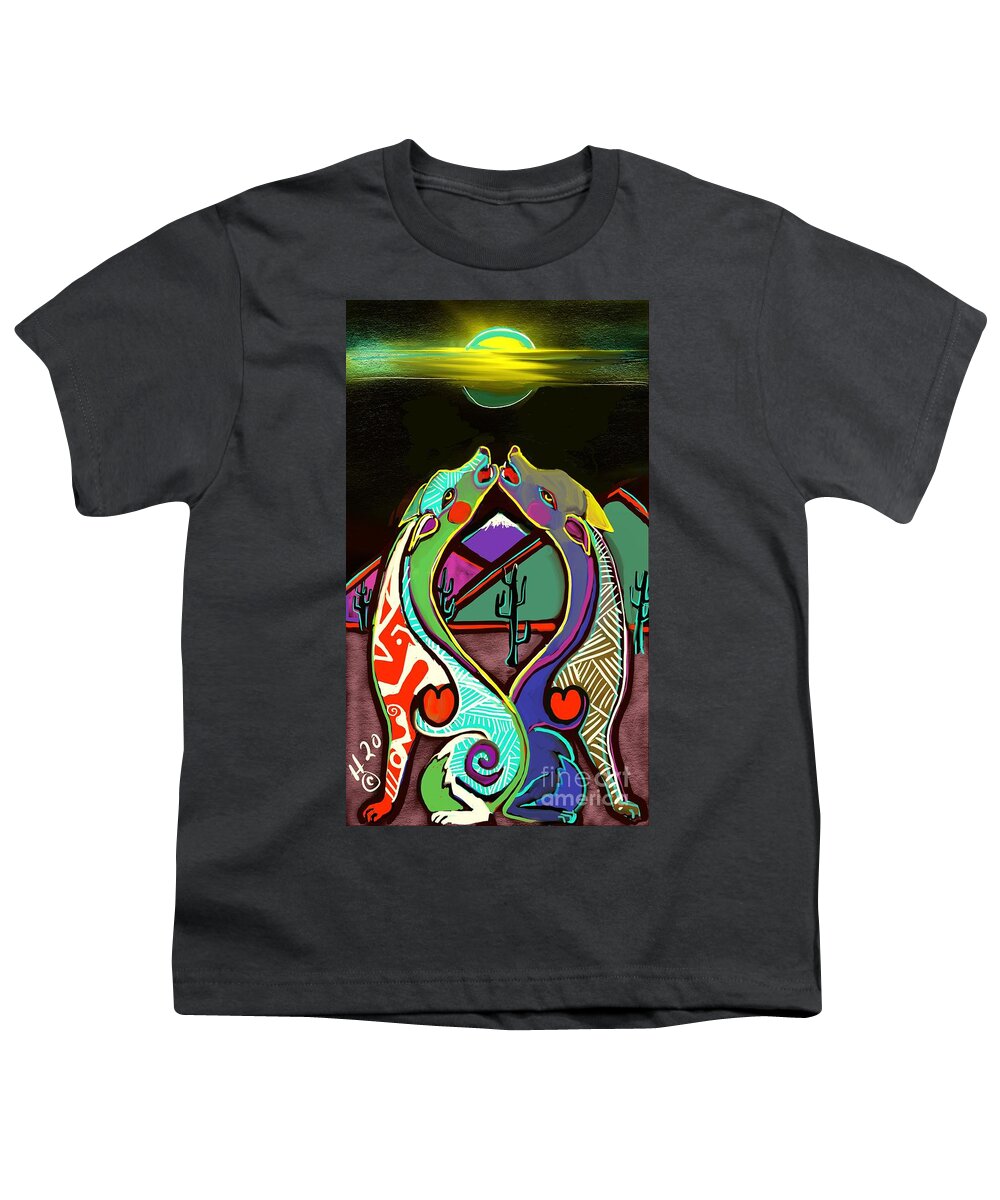Coyote Moon Youth T-Shirt featuring the digital art 2 Heart Moon by Hans Magden