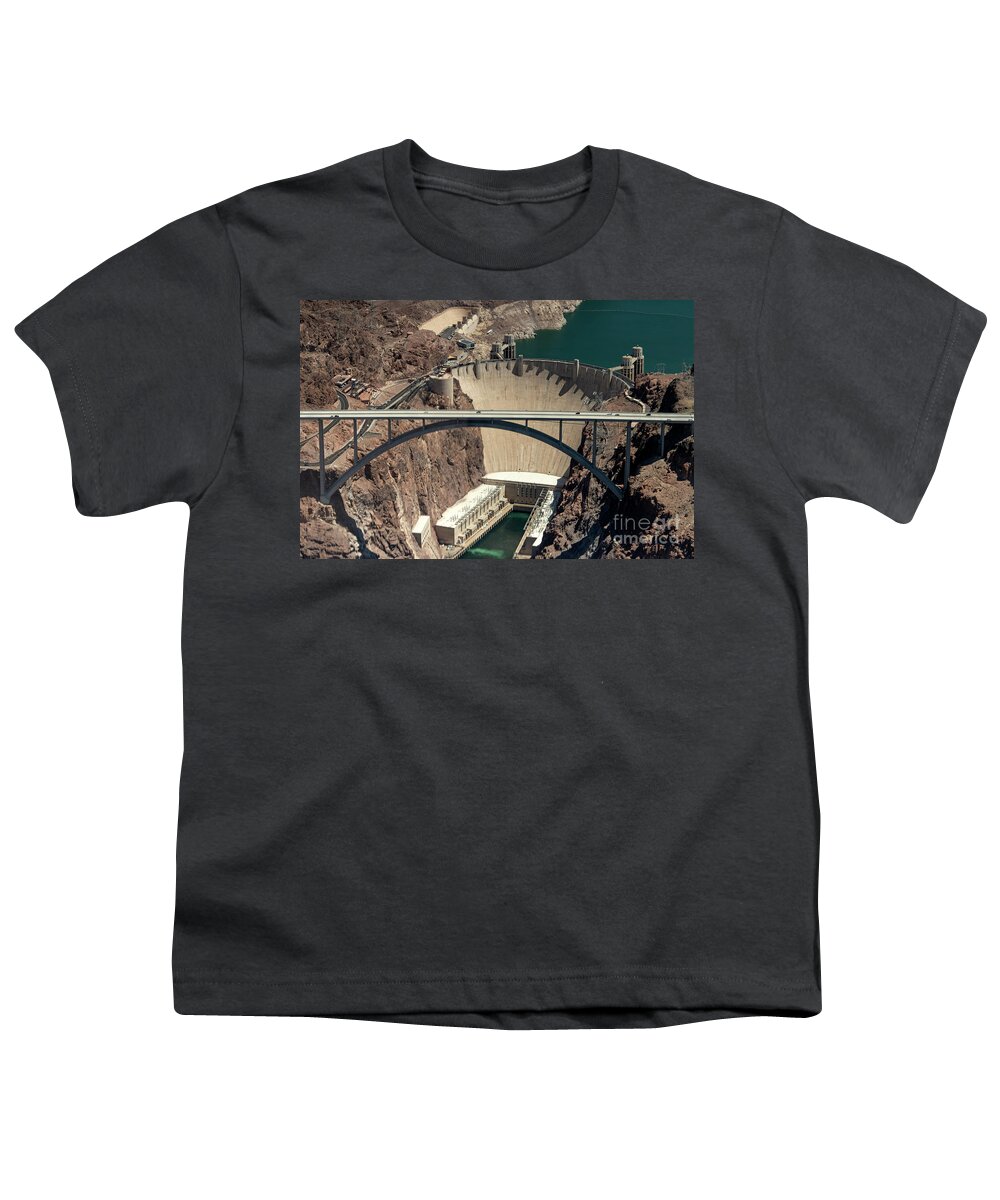 Hoover Dam Youth T-Shirt featuring the photograph Hoover Dam Aerial View #2 by David Oppenheimer