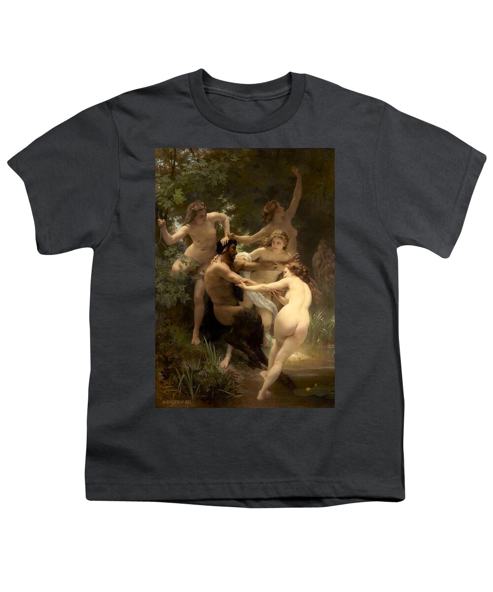 William Adolphe Bouguereau Youth T-Shirt featuring the painting Nymphs and Satyr #8 by William Adolphe Bouguereau