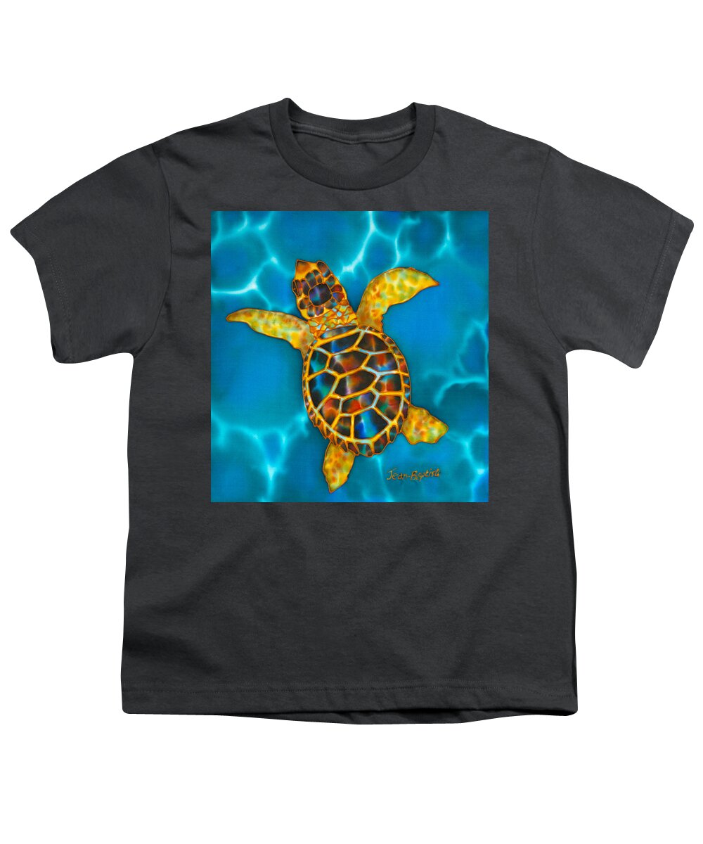 Sea Turtle Youth T-Shirt featuring the painting Opal Sea Turtle #1 by Daniel Jean-Baptiste