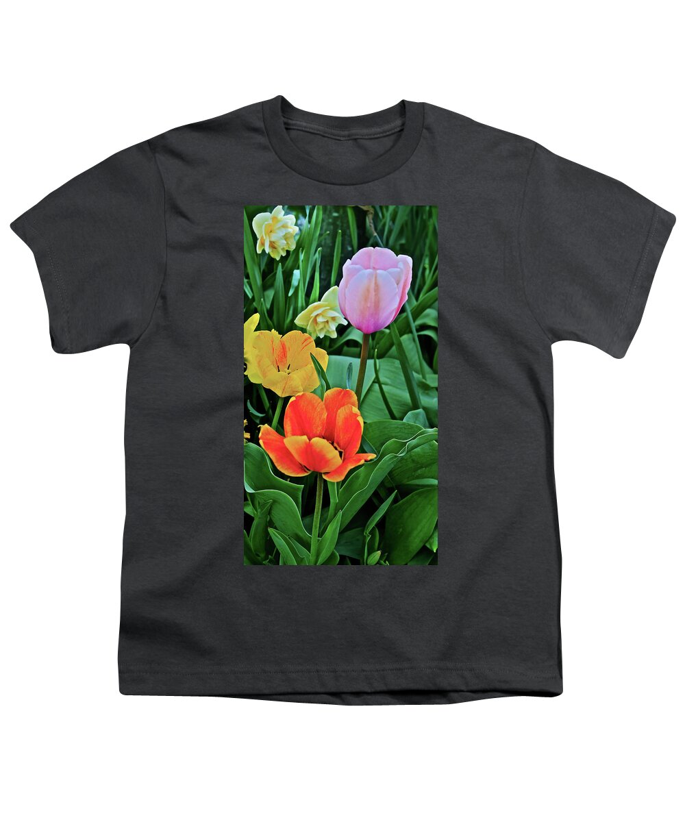 Tulips Youth T-Shirt featuring the photograph 2020 Acewood Tulips Side Yard by Janis Senungetuk