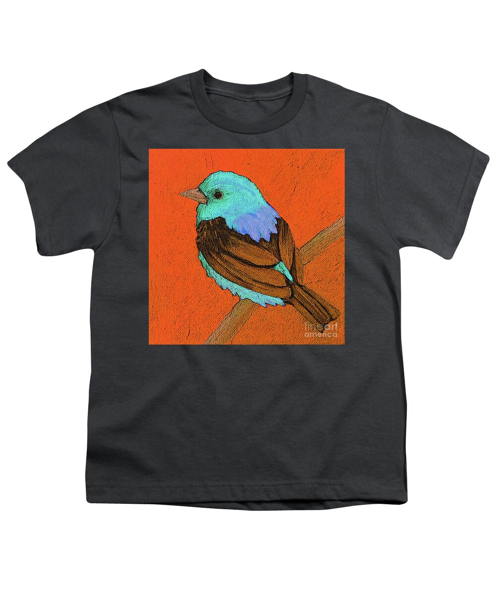 Bird Youth T-Shirt featuring the painting 21 Turq Scarlet Tanager by Victoria Page