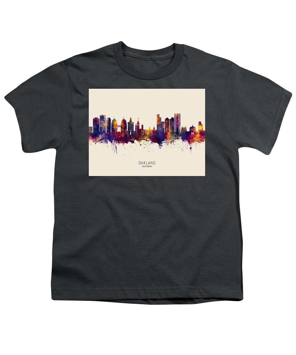 Oakland Youth T-Shirt featuring the digital art Oakland California Skyline #30 by Michael Tompsett
