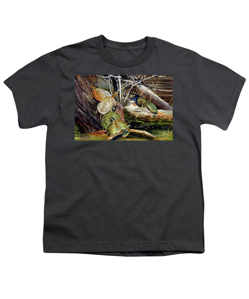Placer Arts Youth T-Shirt featuring the painting #499 Turtles #499 by William Lum