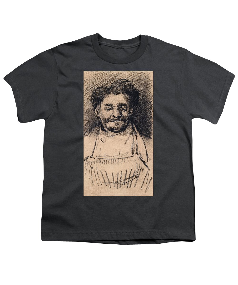 Vincent Van Gogh Youth T-Shirt featuring the drawing Head of a Man #5 by Vincent van Gogh