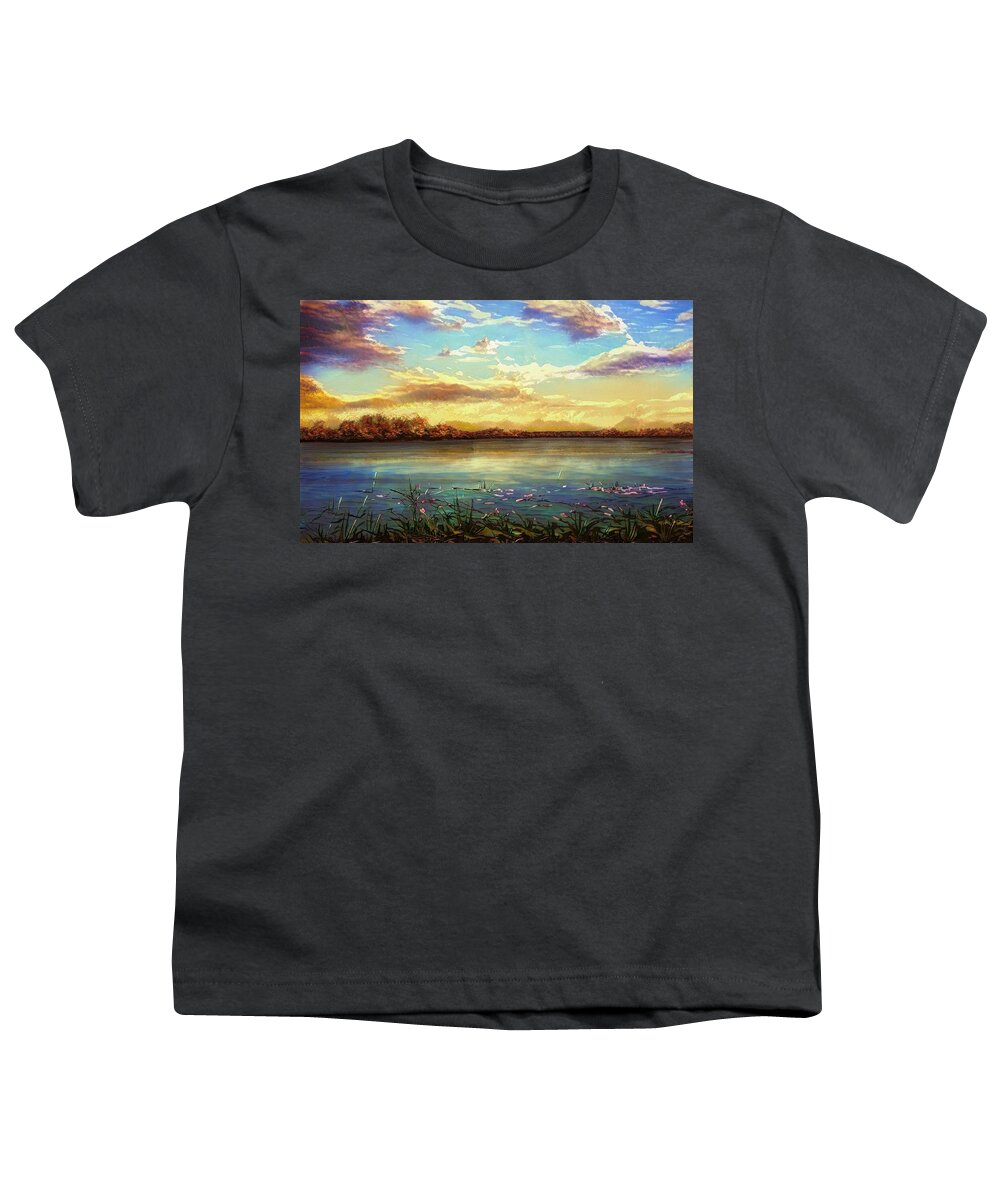 Landscape Youth T-Shirt featuring the digital art A New Day by Caterina Christakos