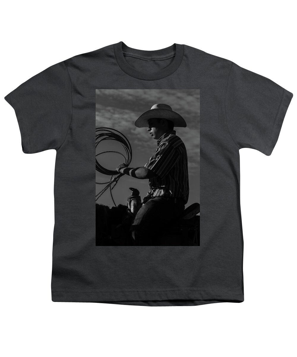 Vaquero Youth T-Shirt featuring the photograph A Vaquero in Training by Laddie Halupa