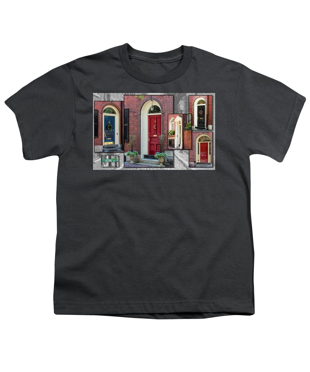 Acorn Youth T-Shirt featuring the photograph Acorn Street Doors by Susan Candelario