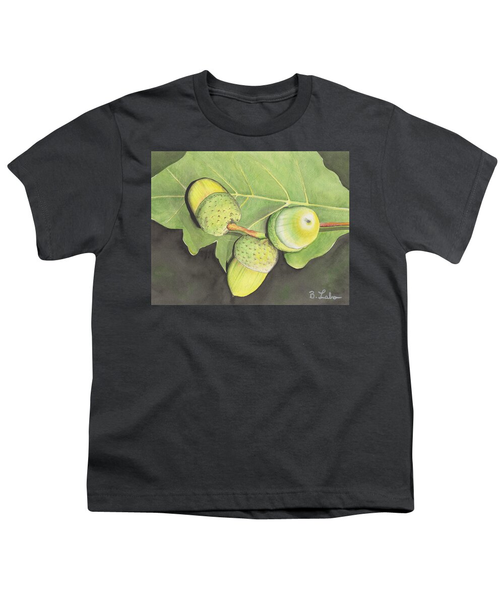 Acorns Youth T-Shirt featuring the painting Acorns in Spring by Bob Labno