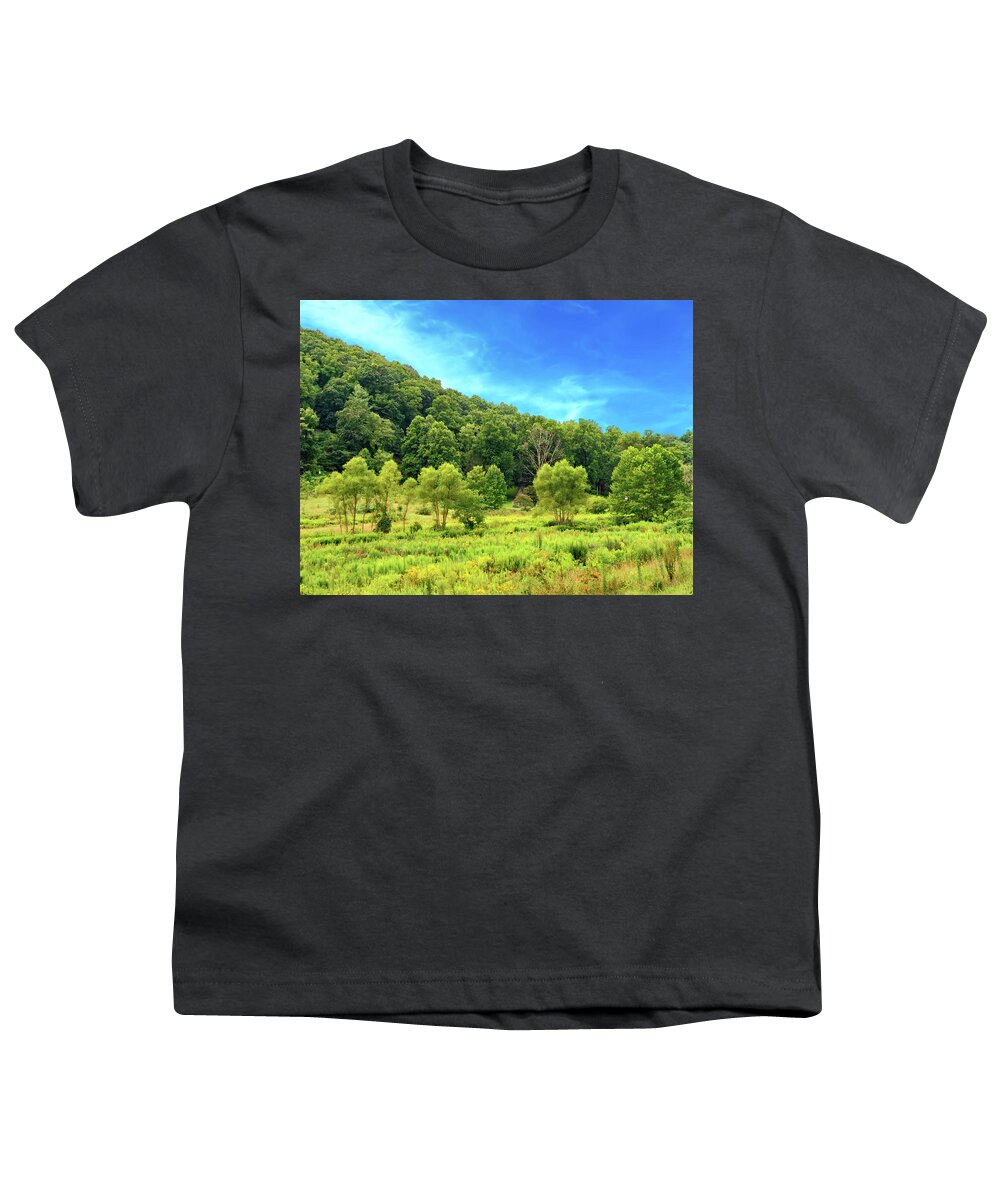 Mountain Youth T-Shirt featuring the photograph Across the Way by Allen Nice-Webb