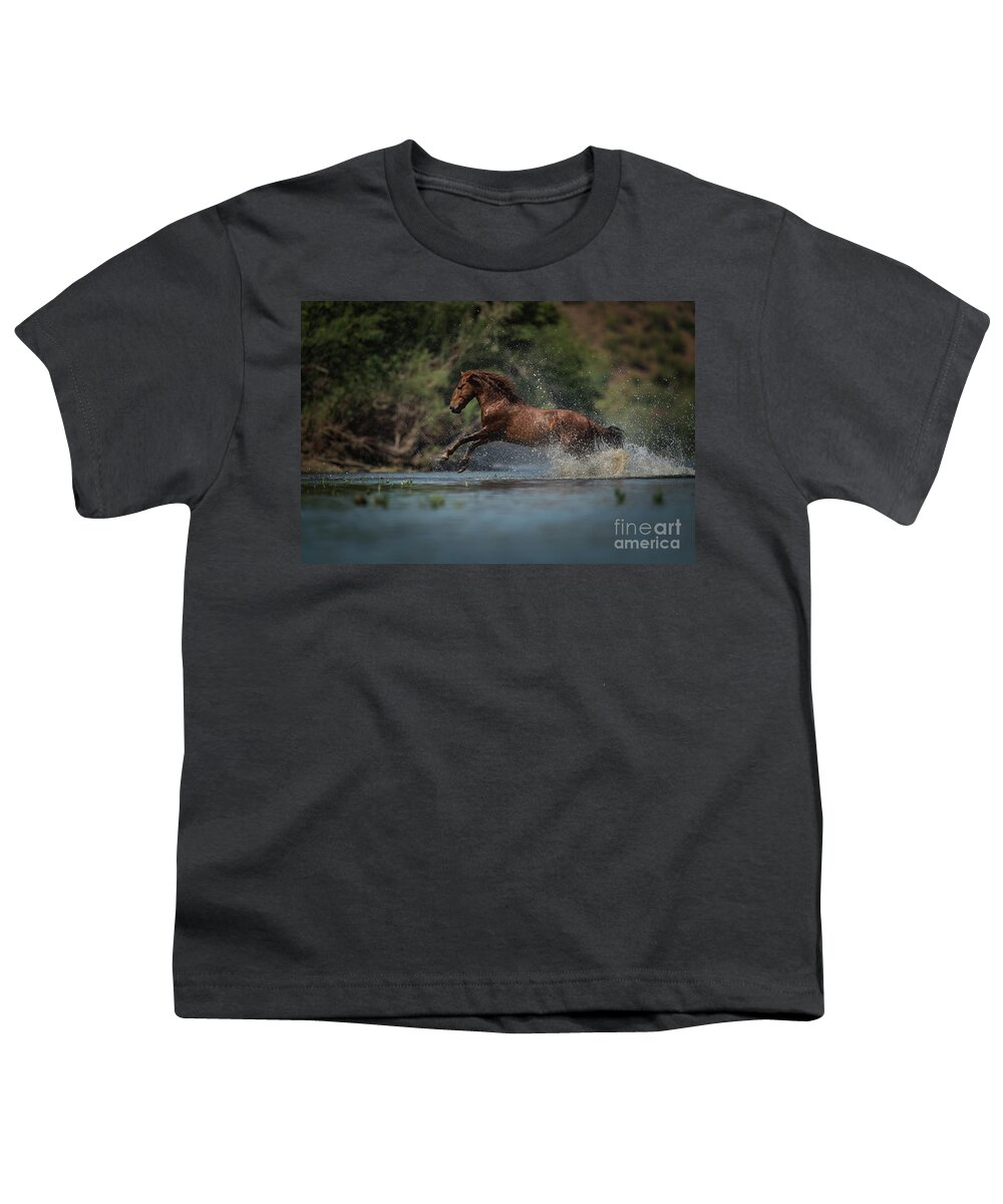 Stallion Youth T-Shirt featuring the photograph Action by Shannon Hastings