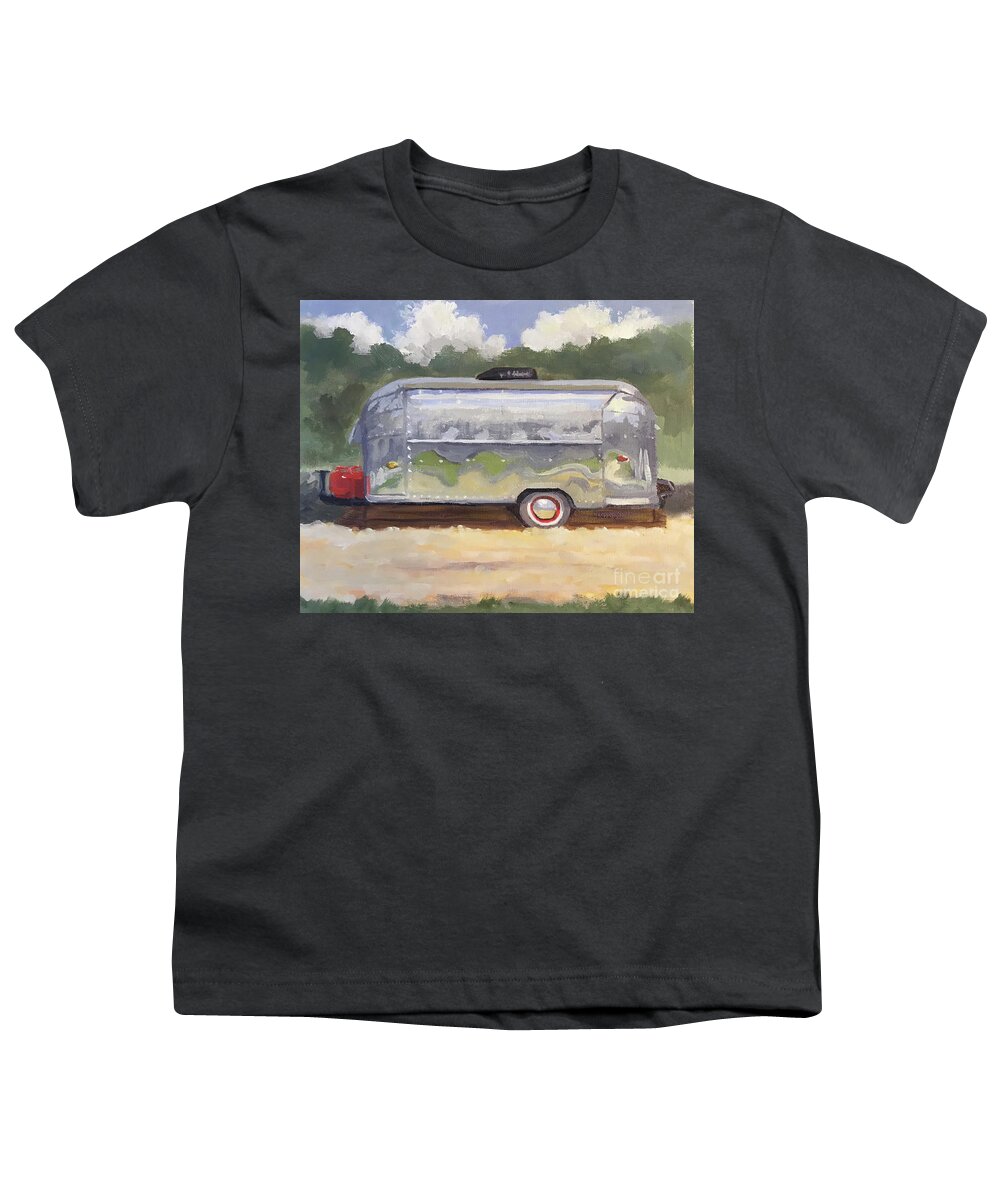 Airstream Youth T-Shirt featuring the painting Airstream by Anne Marie Brown