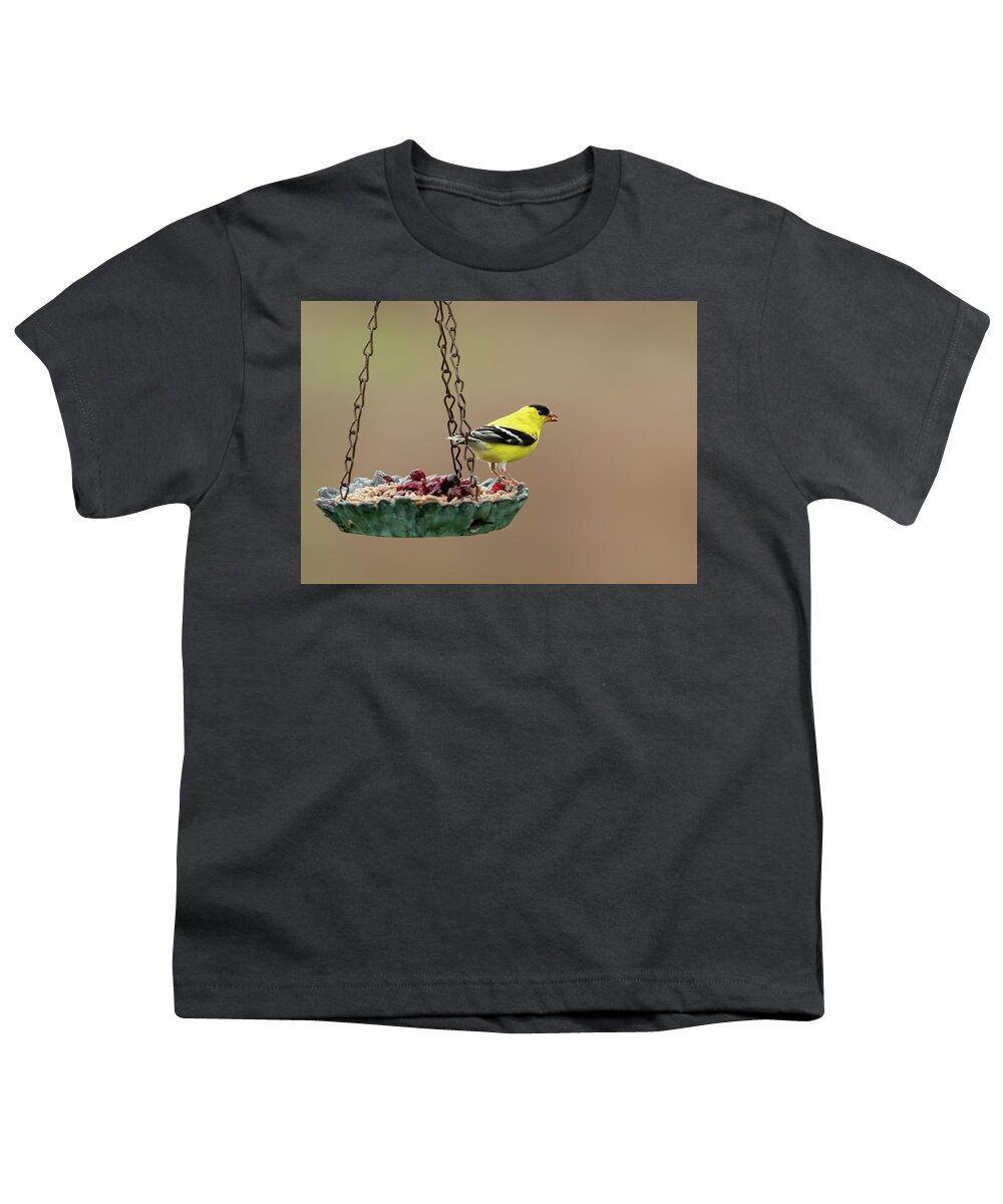 American Goldfinch Youth T-Shirt featuring the photograph America Goldfinch by Holden The Moment