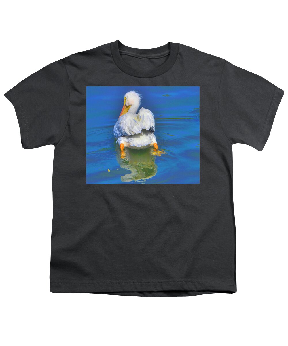 Pelican Youth T-Shirt featuring the photograph American White Pelican by Alison Belsan Horton