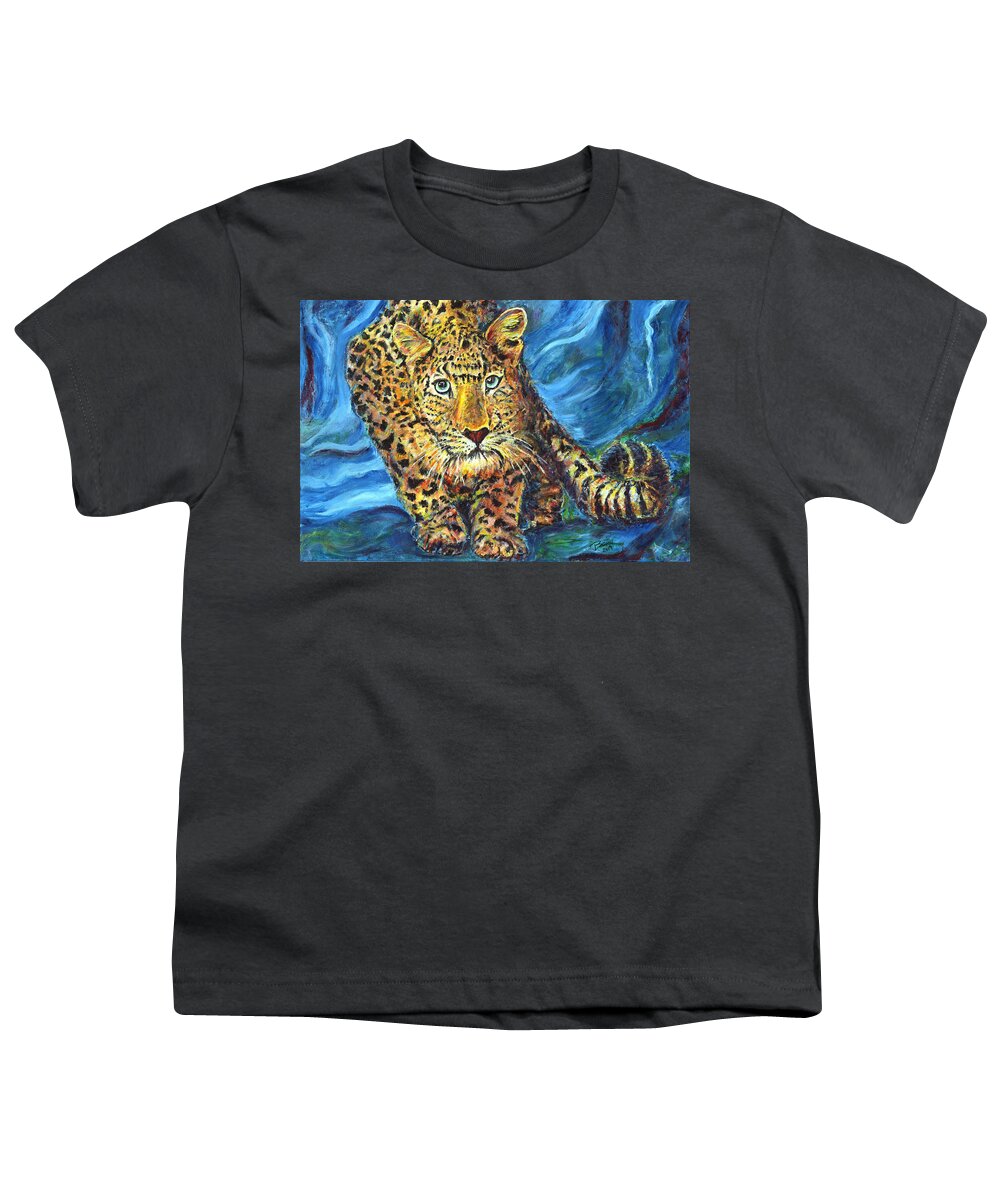 Amur Leopard Youth T-Shirt featuring the painting Amur Leopard by John Bohn