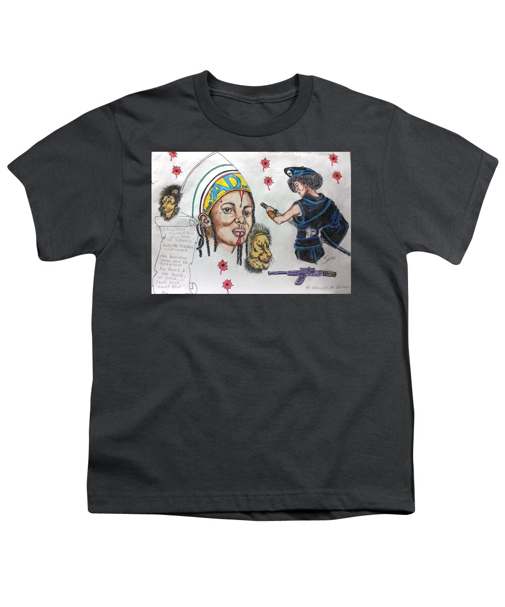 Black Art Youth T-Shirt featuring the drawing An Homage to Chancellor Williams by Joedee