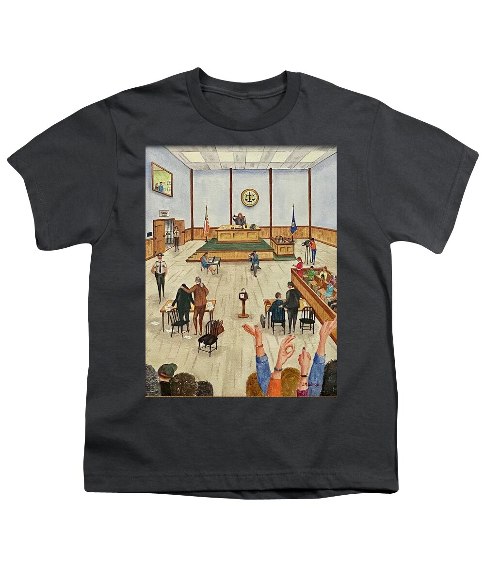 Court Youth T-Shirt featuring the painting An Open and Shut Case by Joseph Burger