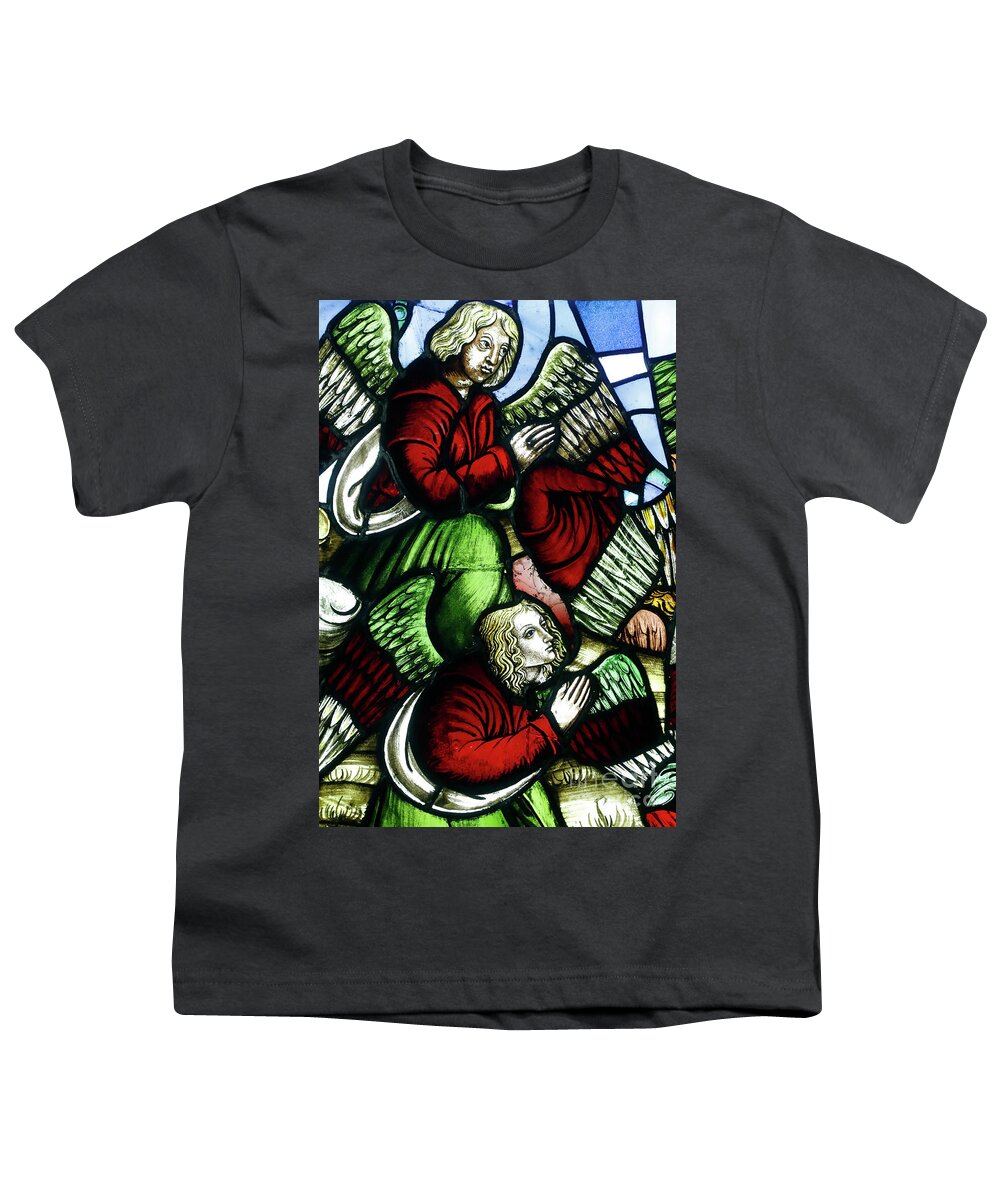 Angel Youth T-Shirt featuring the glass art Angels praying, 16th century by Italian School