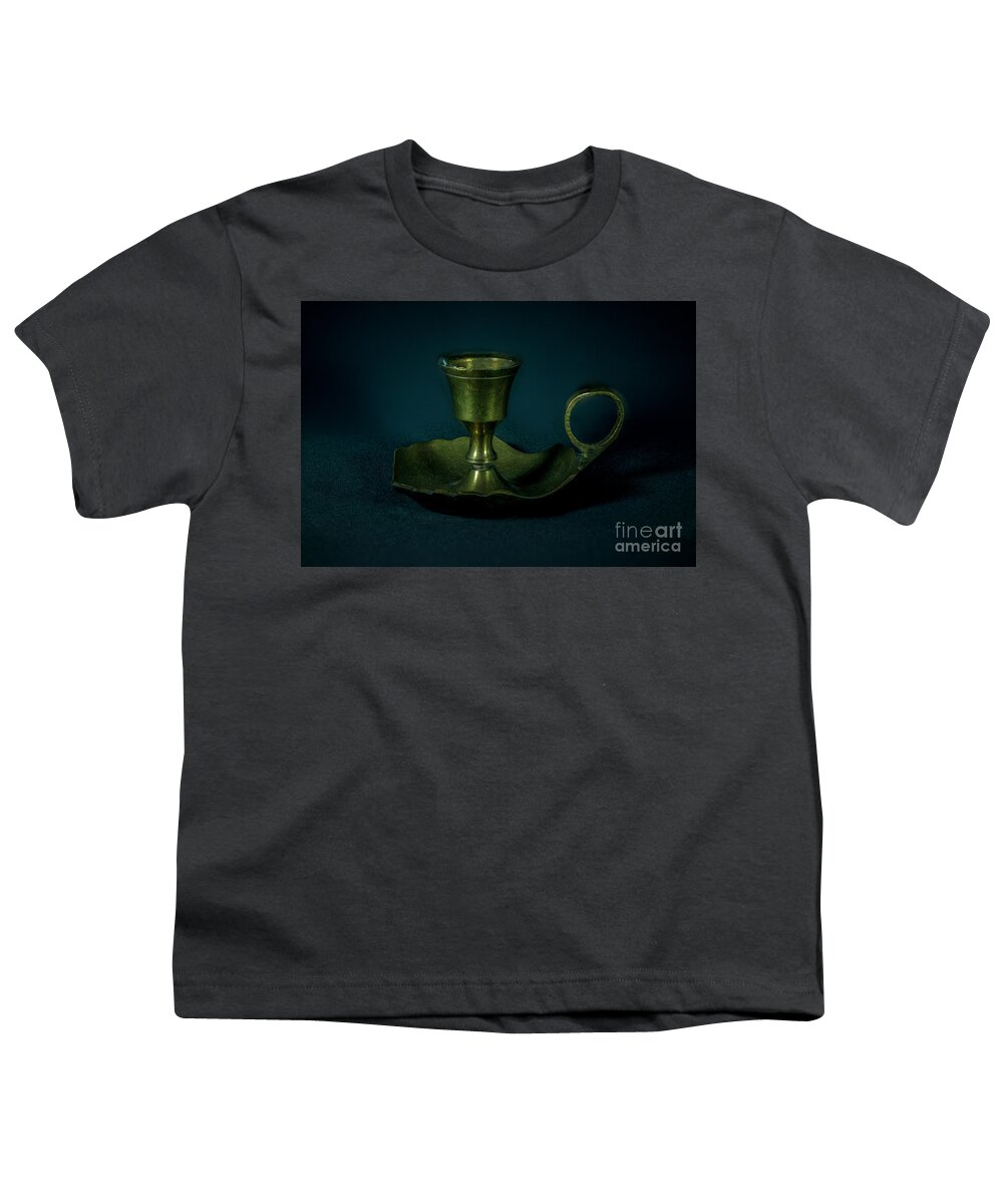 Background Youth T-Shirt featuring the photograph Antique Brass Candle Holder Twilight by Pablo Avanzini