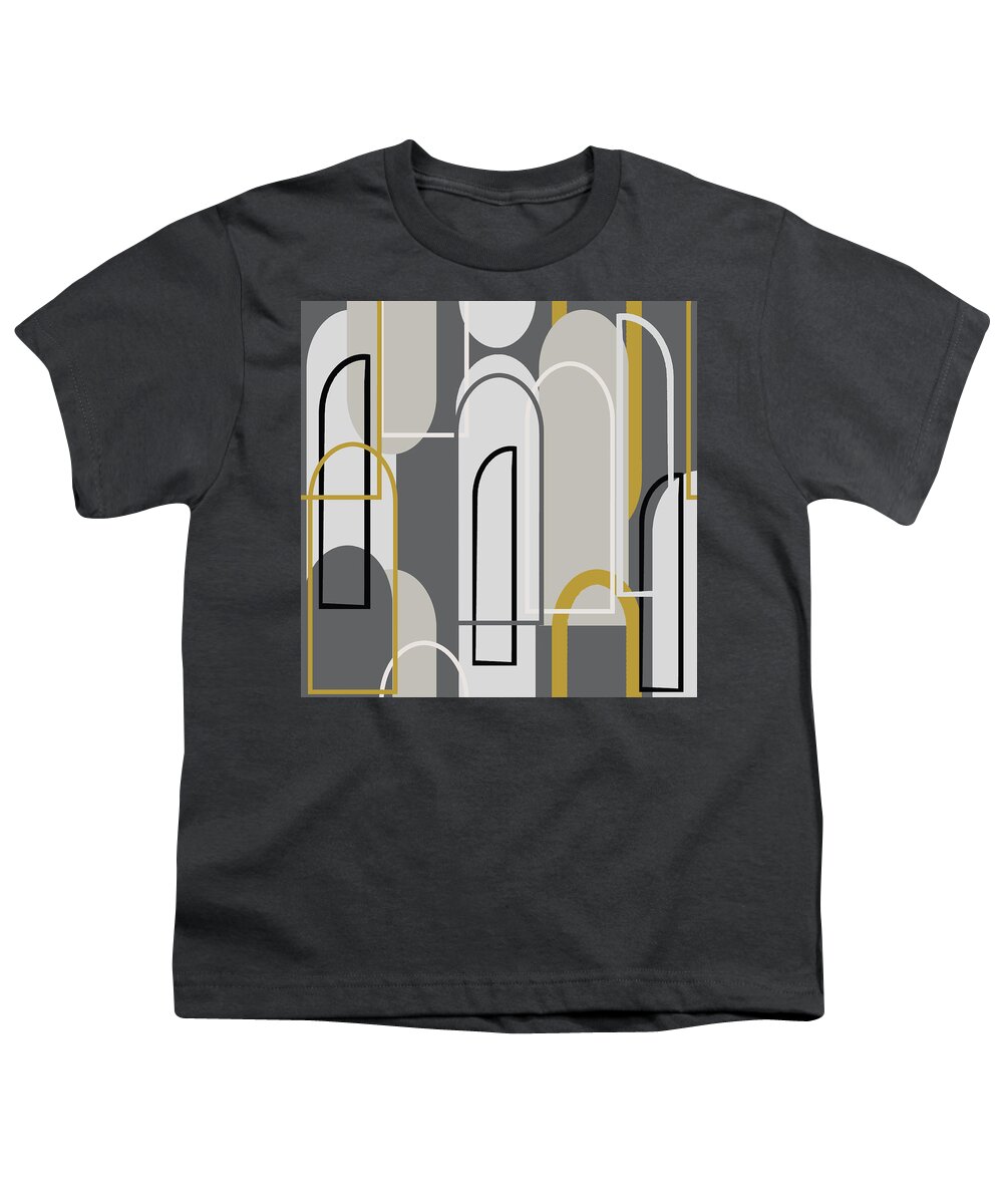 Arch Youth T-Shirt featuring the digital art Art Deco Arch Window Pattern 3500x3500 seamless repeat by Sand And Chi