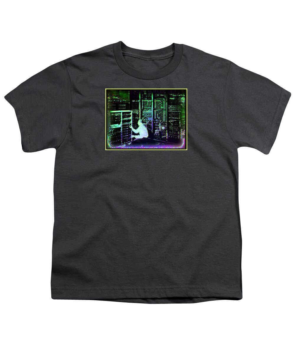Wunderle Youth T-Shirt featuring the digital art Man and Machine V1A by Wunderle