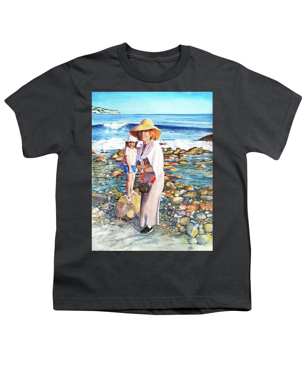 Seashore Youth T-Shirt featuring the painting At the seashore. Granada. Spain. by Carolina Prieto Moreno