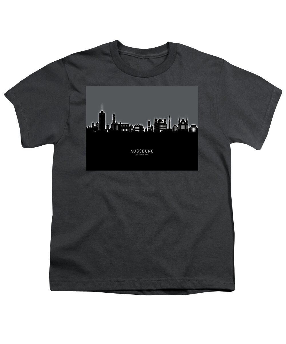 Augsburg Youth T-Shirt featuring the digital art Augsburg Germany Skyline #65 by Michael Tompsett