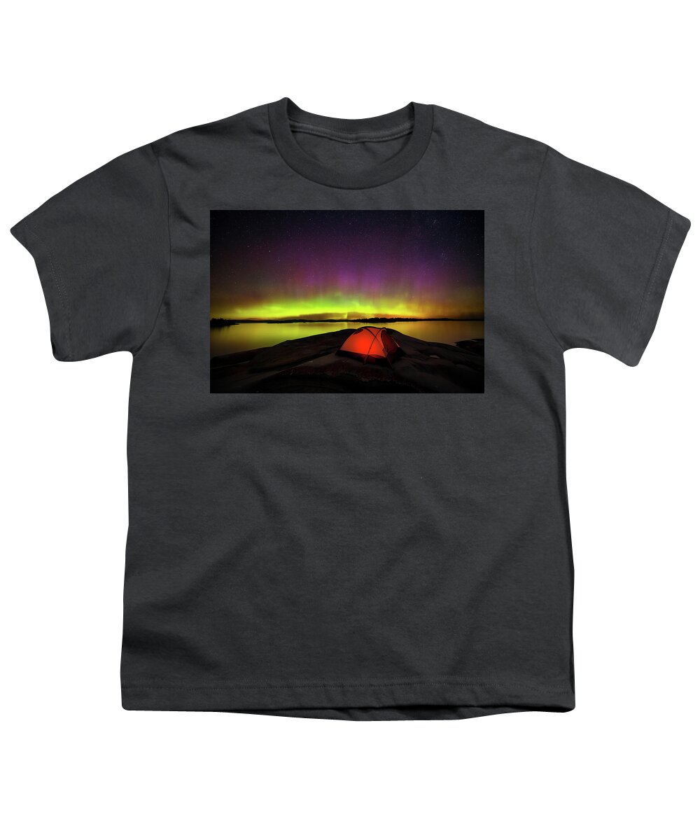 Aurora Youth T-Shirt featuring the photograph Aurora Show on Lake Huron by Henry w Liu