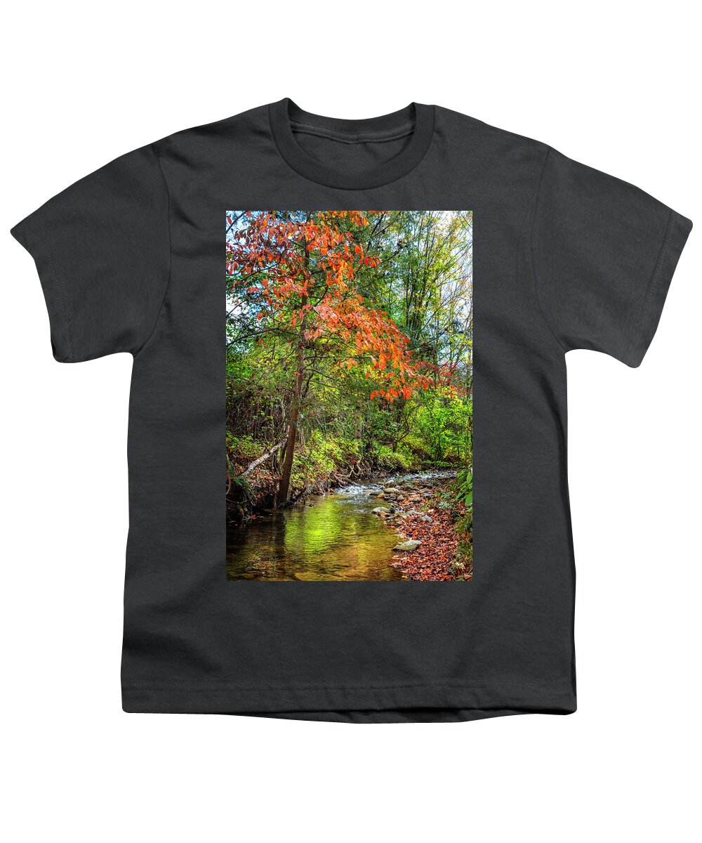 Blairsville Youth T-Shirt featuring the photograph Autumn Color over the Stream by Debra and Dave Vanderlaan