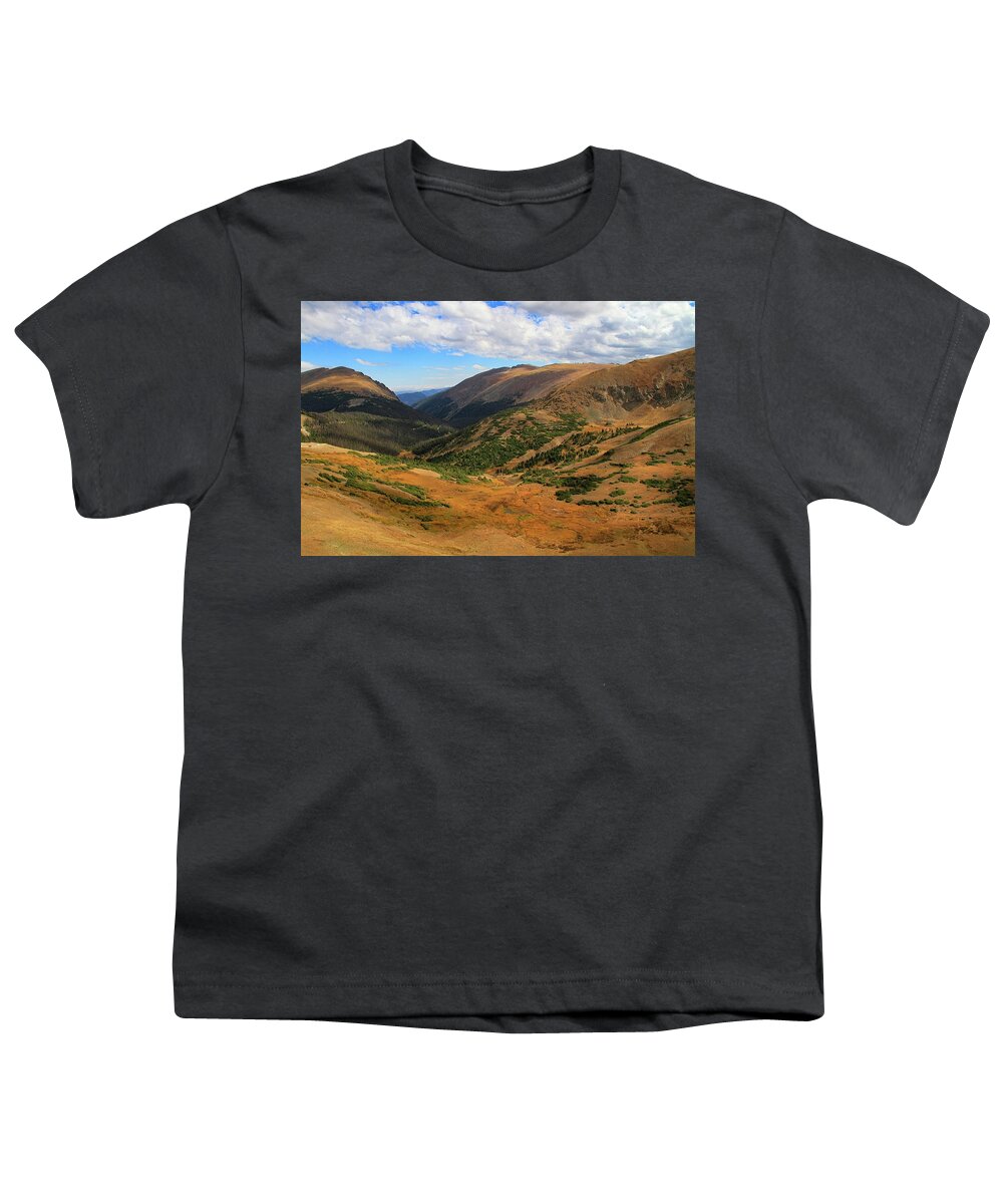 Autumn Mountain Valley In Rocky Mountain National Park Youth T-Shirt featuring the photograph Autumn Mountain Valley In Rocky Mountain National Park by Dan Sproul