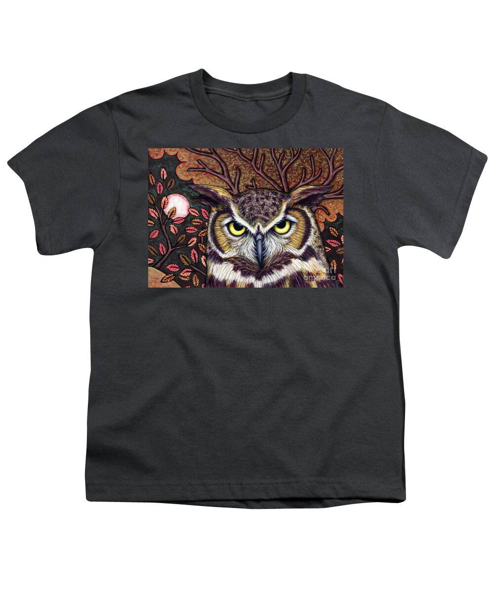 Owl Youth T-Shirt featuring the painting Autumn Owl Moon by Amy E Fraser