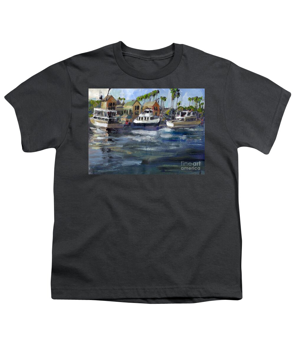 California Youth T-Shirt featuring the painting Bait Dock Marina Del Rey by Randy Sprout