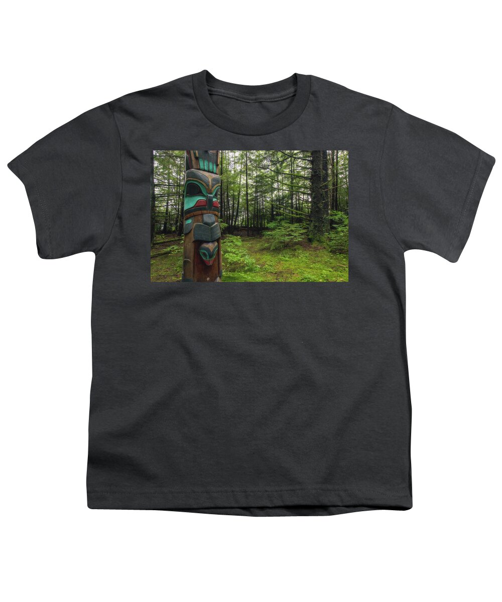 Brown Youth T-Shirt featuring the photograph Beautiful Totem Pole in Sitka National Historical Park by Robert J Wagner