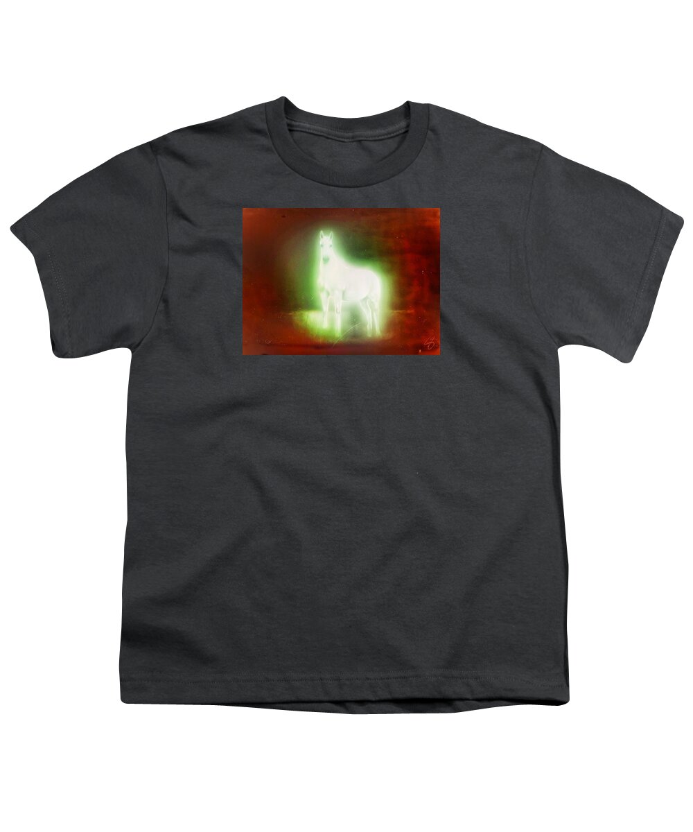 Wunderle Youth T-Shirt featuring the digital art Behold a Pale Horse by Wunderle