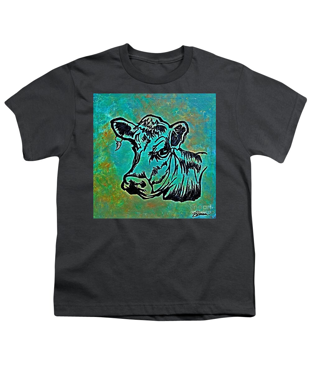 Prints Youth T-Shirt featuring the painting Best Friends 4EVR Facing LEFT by Barbara Donovan