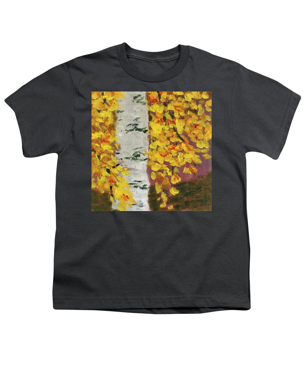 Birch Youth T-Shirt featuring the painting Birch #1 by Milly Tseng
